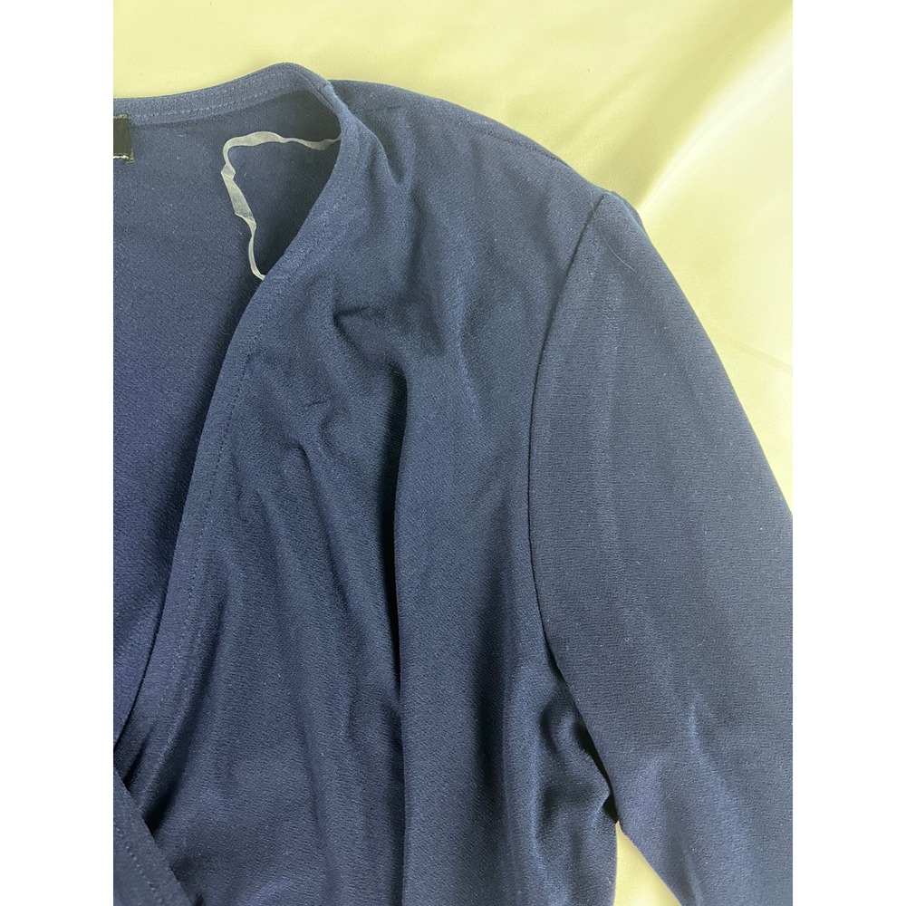 Jones New York Women's Petite Long Sleeve Wrap Top Blouse, Blue
